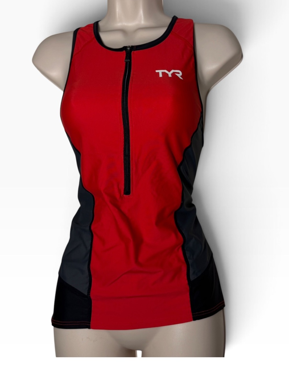 TYR Women’s Competitor Triathlon Tank Top Red Black Gray Size Medium - Picture 2 of 9